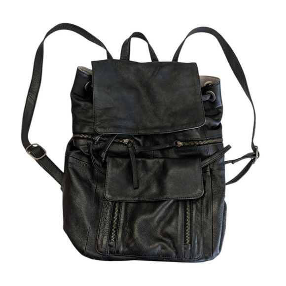 Day and Mood Hannah Black 100% Leather Backpack Utility Soft Minimal main image 5